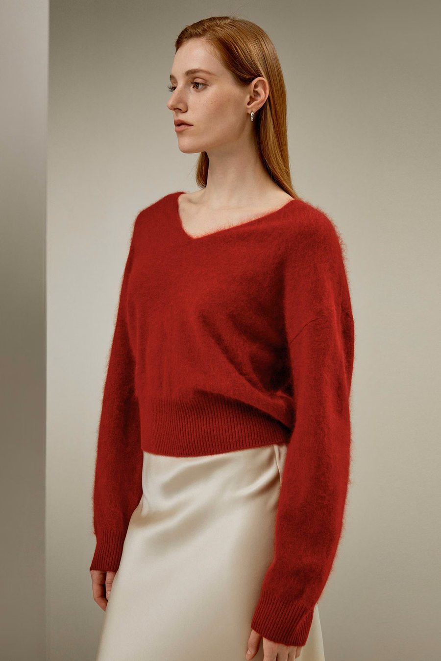 Brushed V-Neck Cashmere Sweater