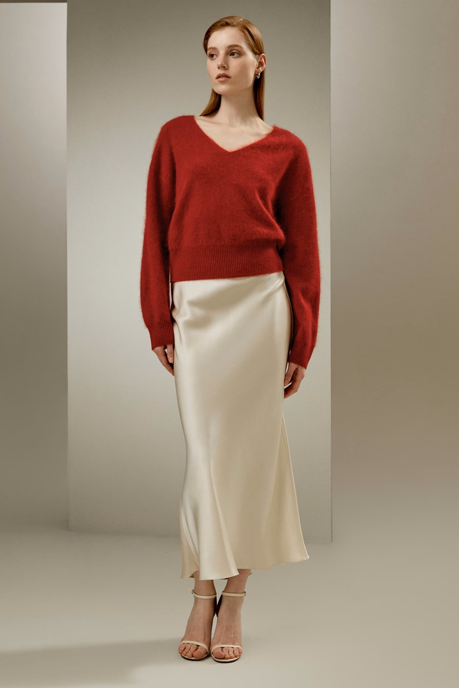 Brushed V-Neck Cashmere Sweater