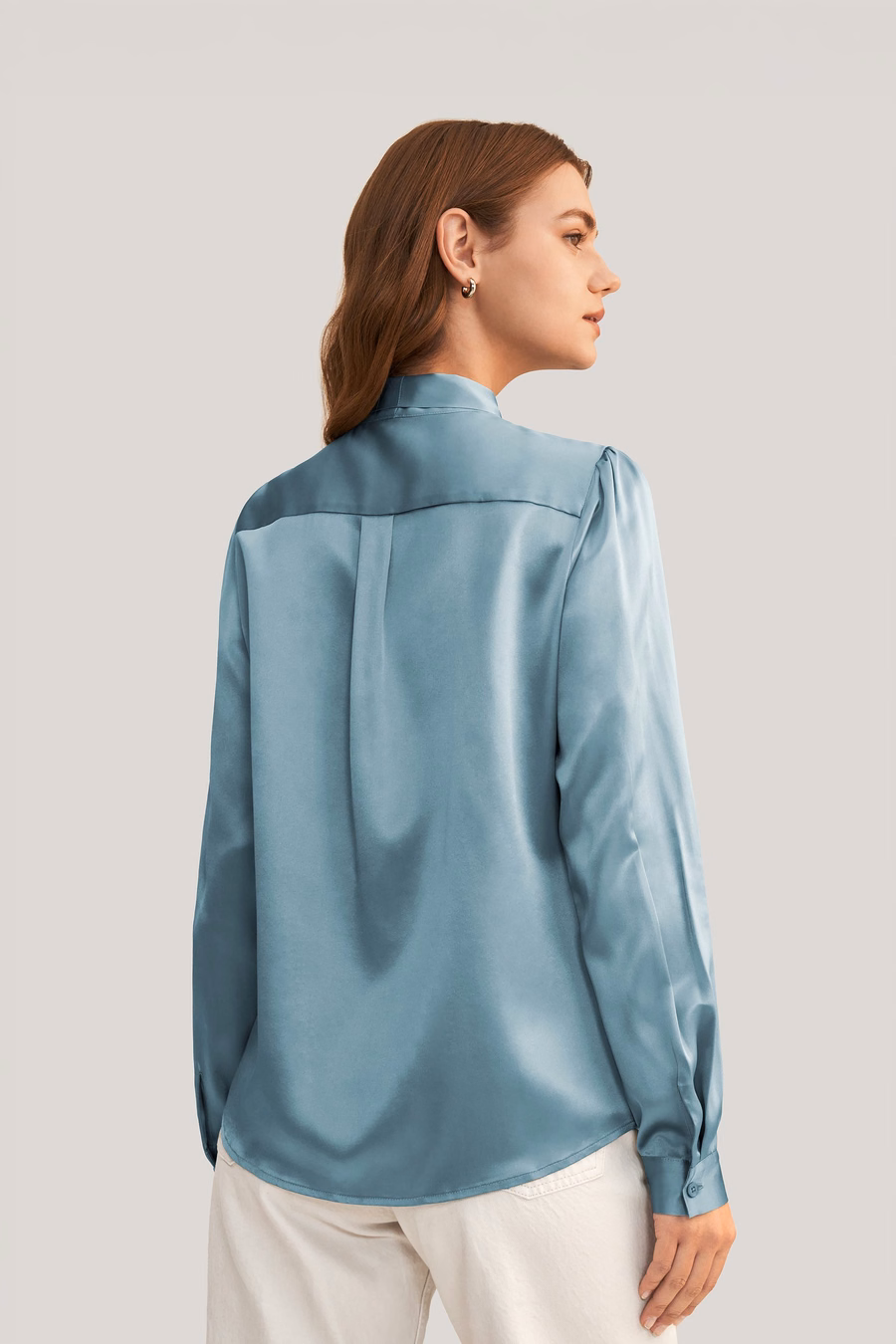 Women Bow-tie Neck Silk Blouse