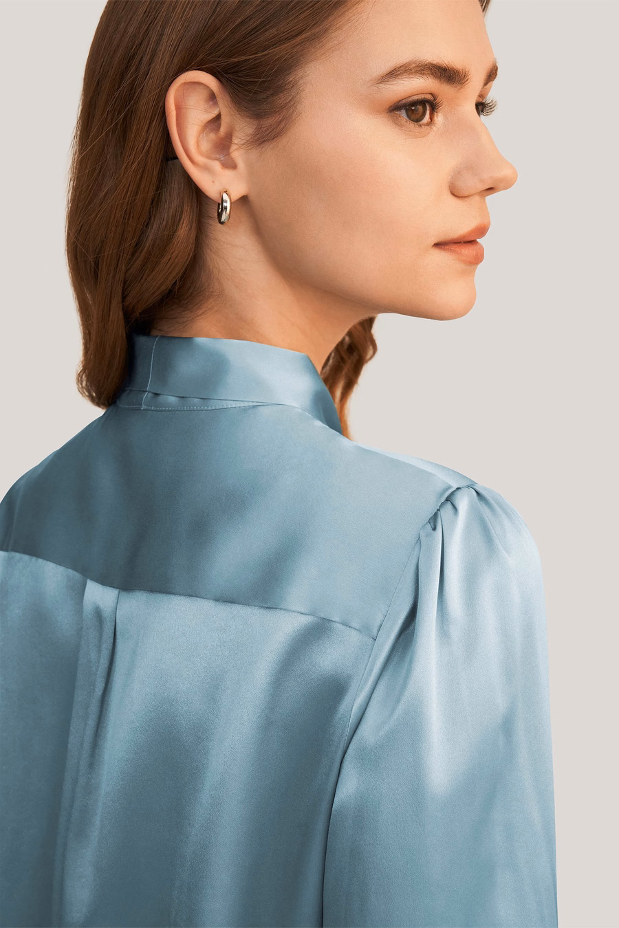 Women Bow-tie Neck Silk Blouse
