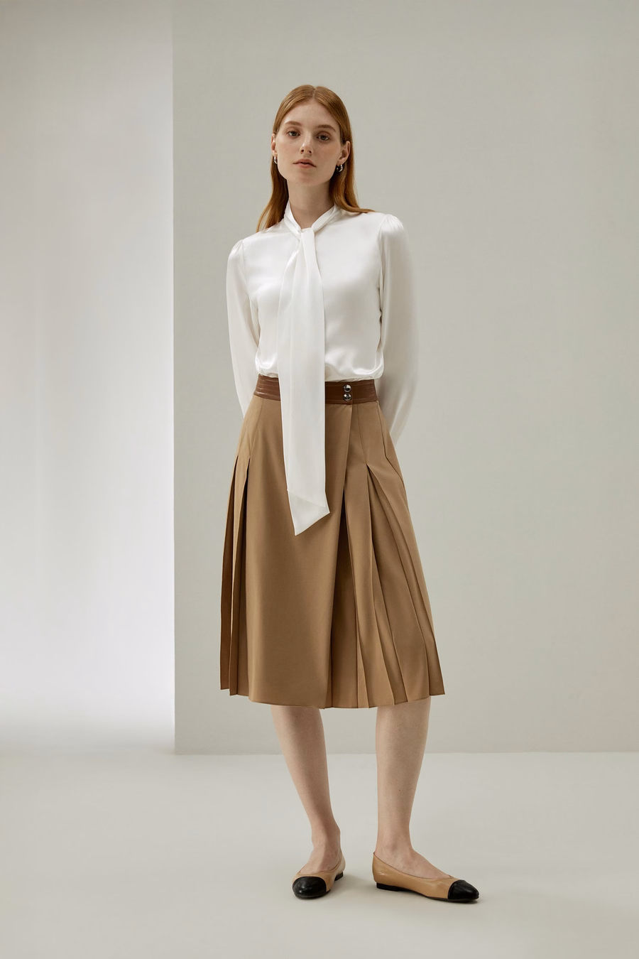Women Bow-tie Neck Silk Blouse