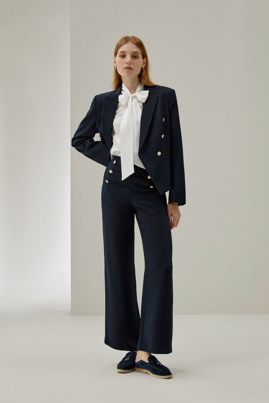 Women Bow-tie Neck Silk Blouse