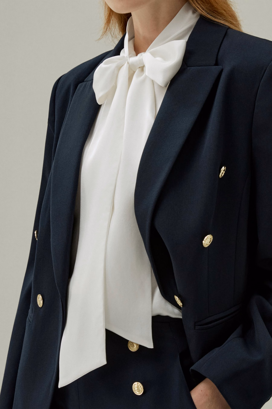 Women Bow-tie Neck Silk Blouse