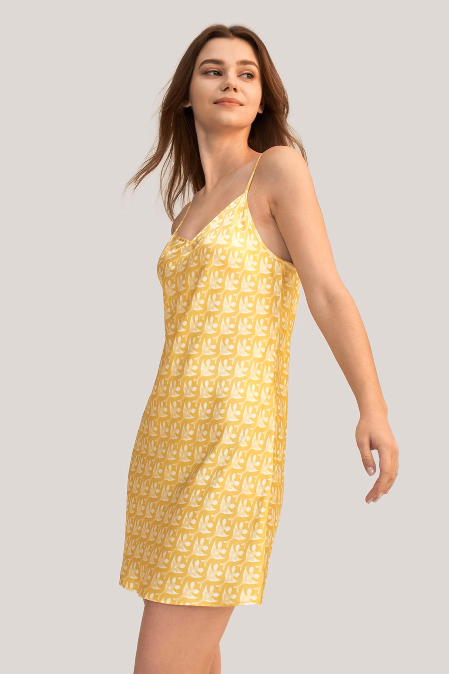 LS Monogram Print Silk Bias Dress