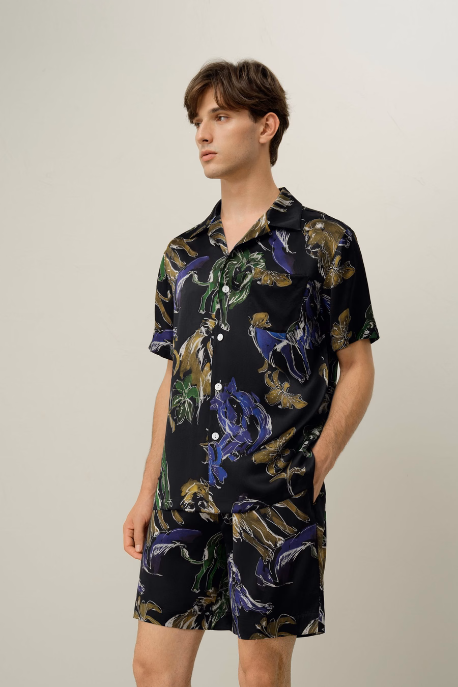 Leo Zodiac Men’s Short Silk Pajama Set