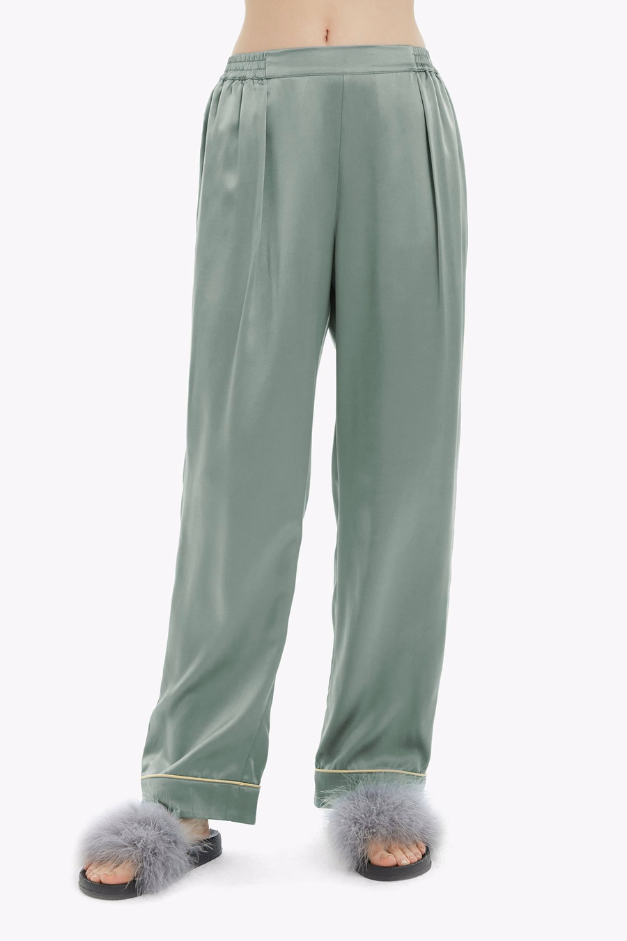 Gold Piping Silk Pajamas Set