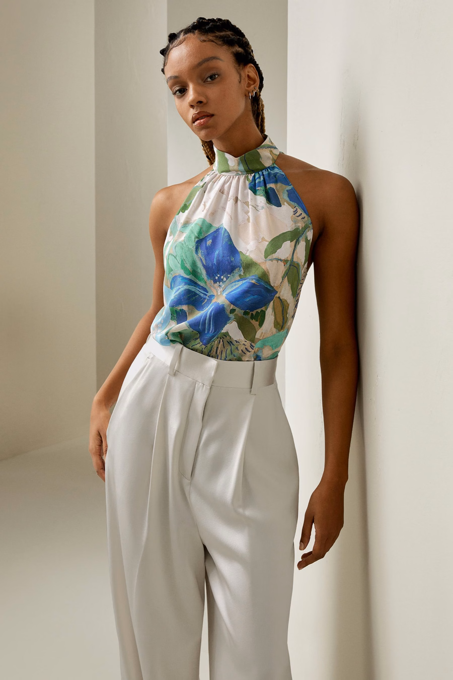 Praslin Mock Neck Silk Top