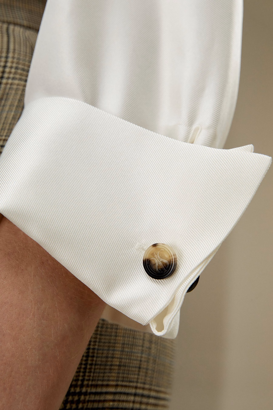 Silk Twill Blouse with Boat Neckline