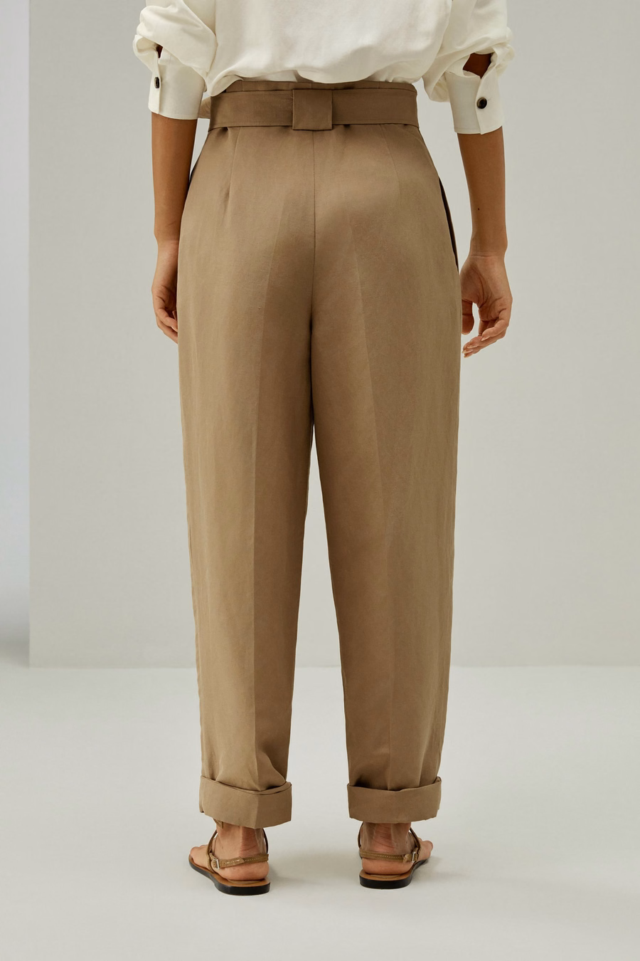 Breathable Silk-Linen Blend Tapered Pants