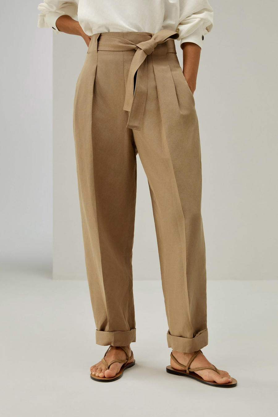 Breathable Silk-Linen Blend Tapered Pants