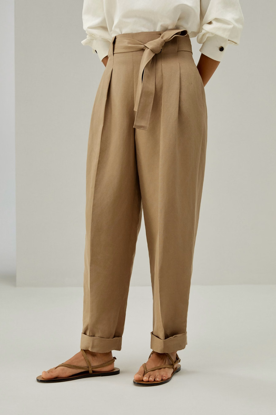 Breathable Silk-Linen Blend Tapered Pants