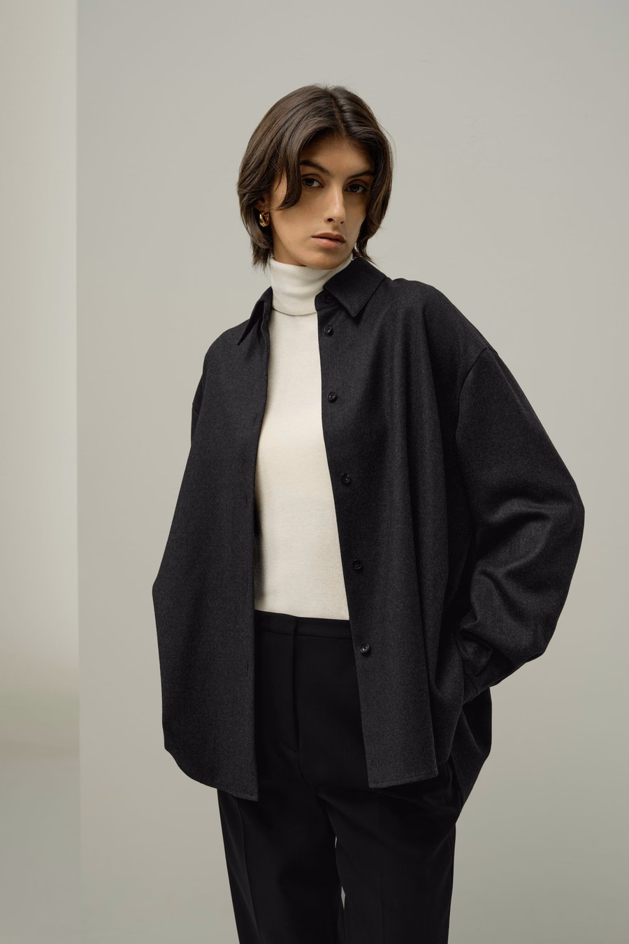 Silk-Wool Oversized Warm Shirt