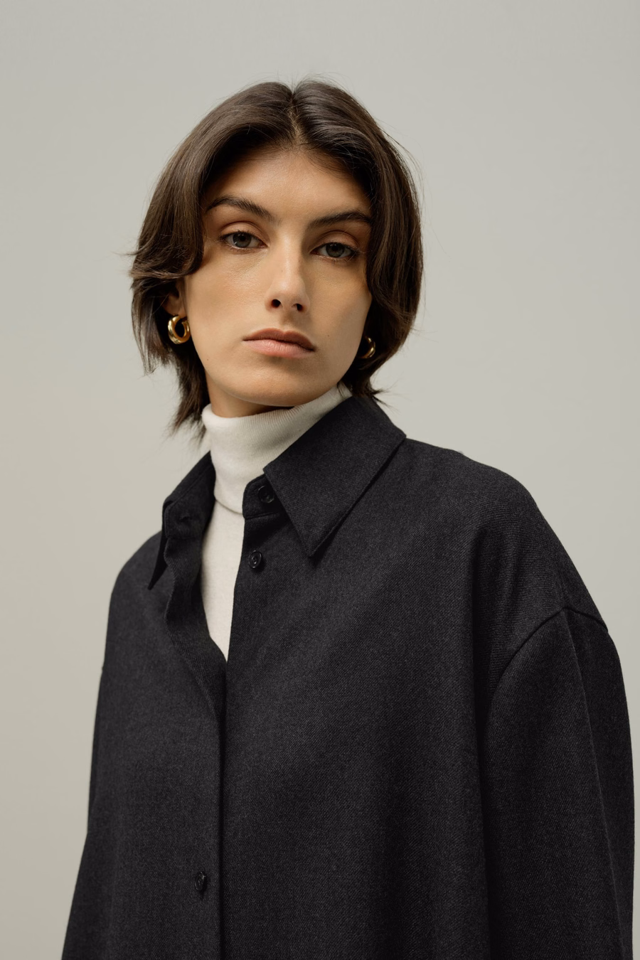 Silk-Wool Oversized Warm Shirt
