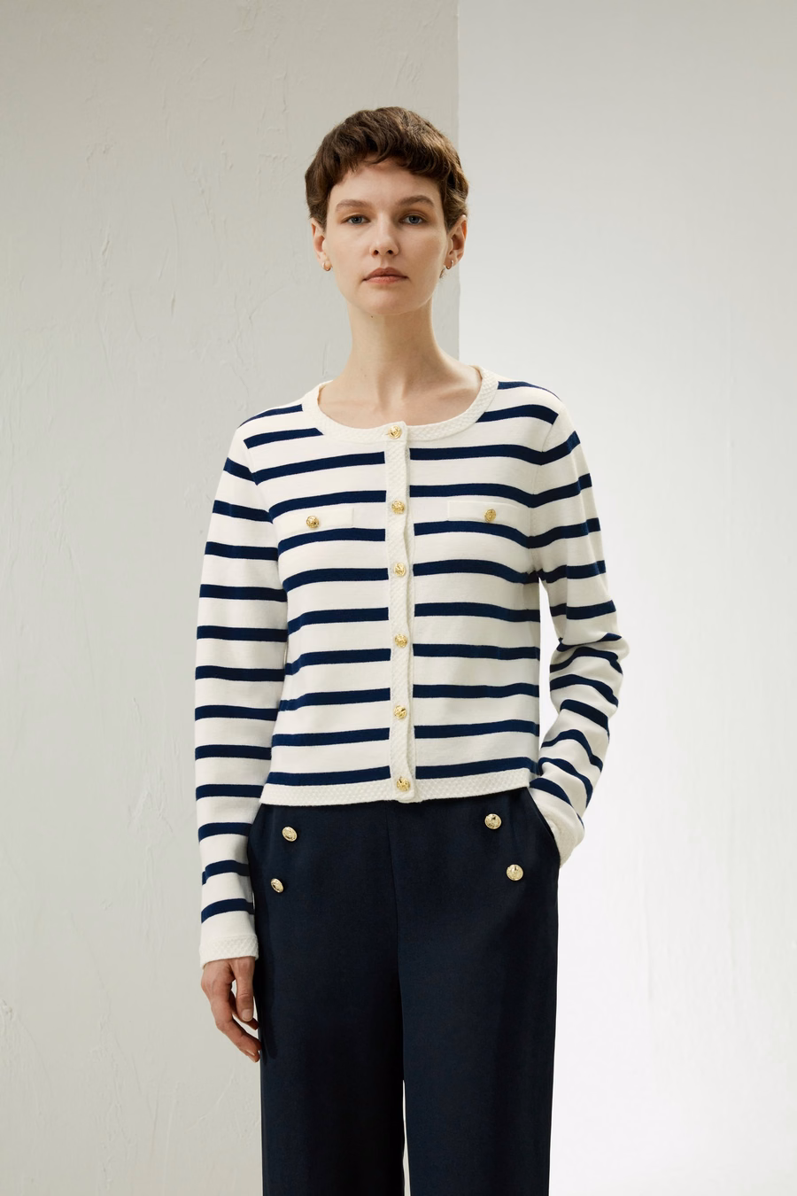 Gariana Striped Wool Cardigan
