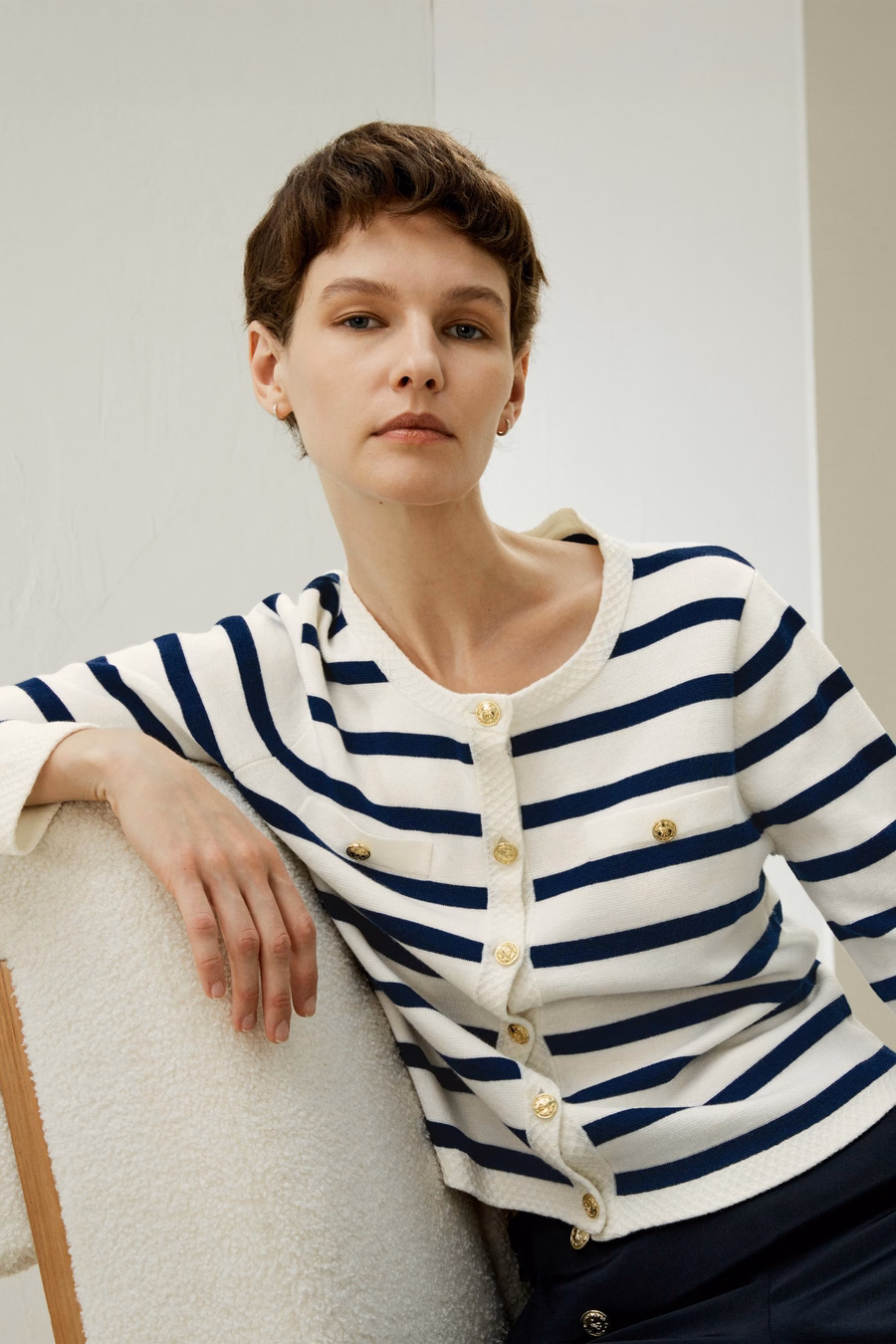 Gariana Striped Wool Cardigan
