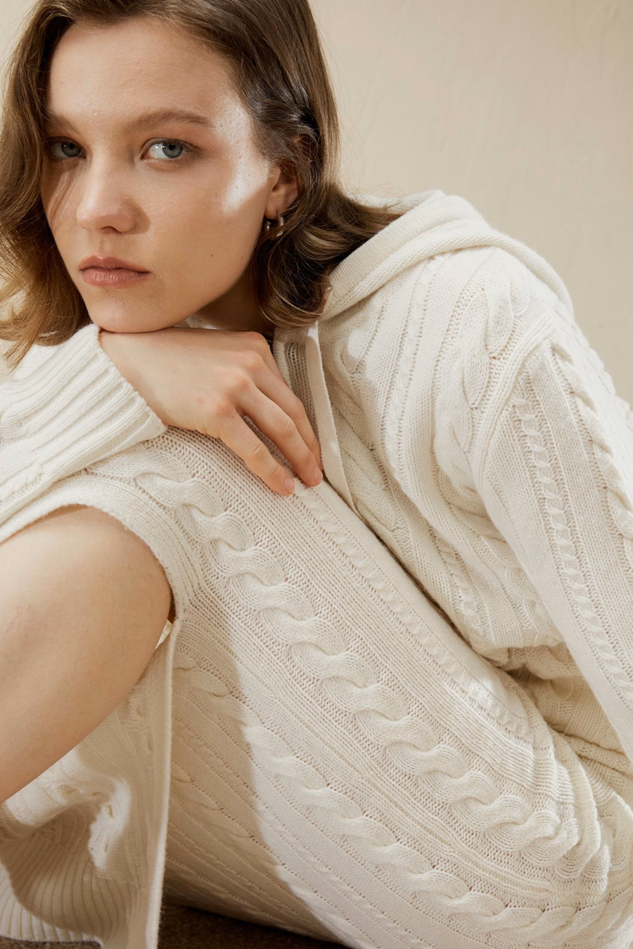 Cable Knit Wool Maxi Skirt