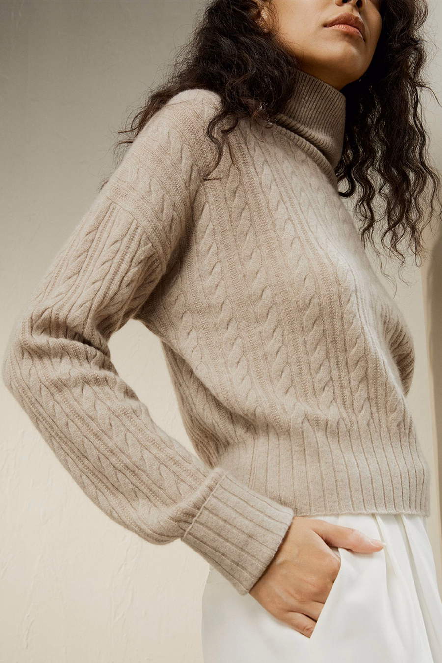 Classic Cable Knit Turtleneck Sweater