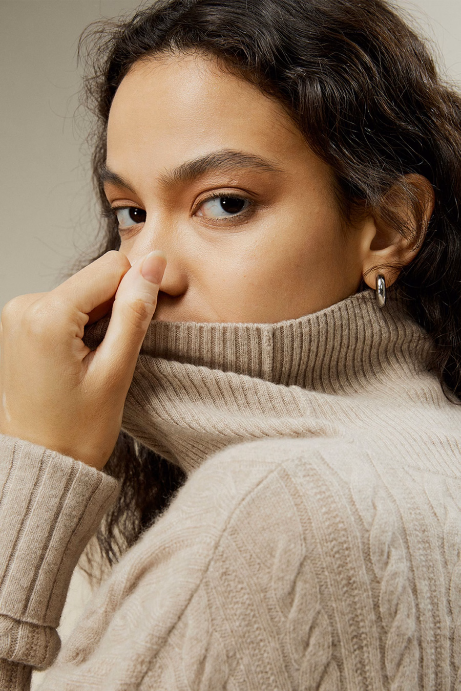 Classic Cable Knit Turtleneck Sweater