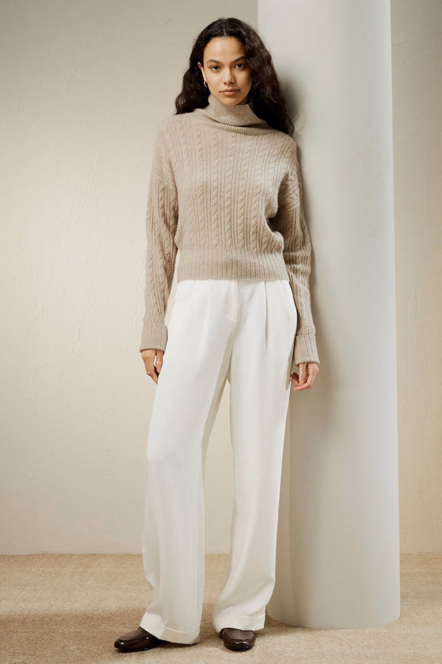 Classic Cable Knit Turtleneck Sweater