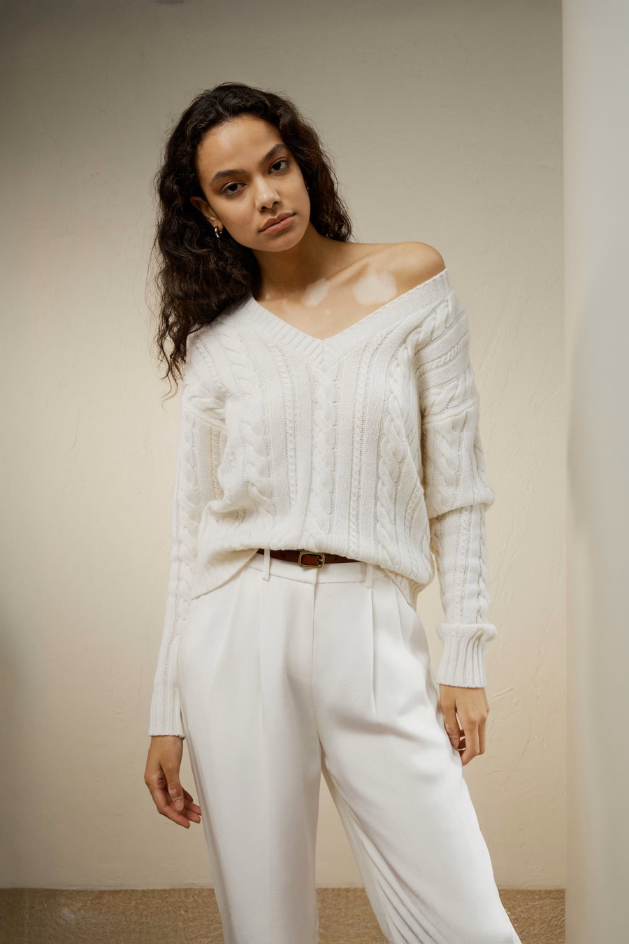 Cable-Knit Wool-Cashmere Blend Sweater