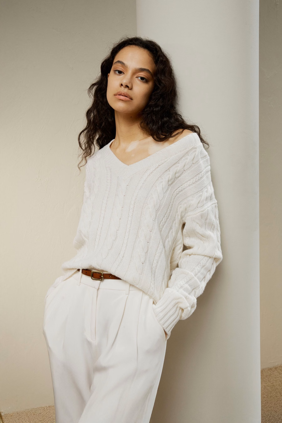 Cable-Knit Wool-Cashmere Blend Sweater