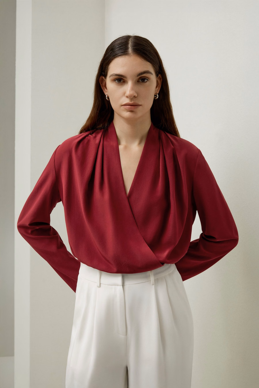 Silk Crêpe de Chine Long Sleeve Blouse