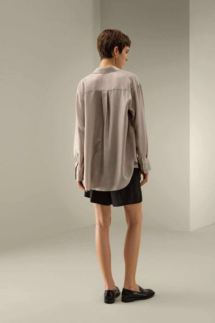 Pinstriped Oversized Silk Shirt