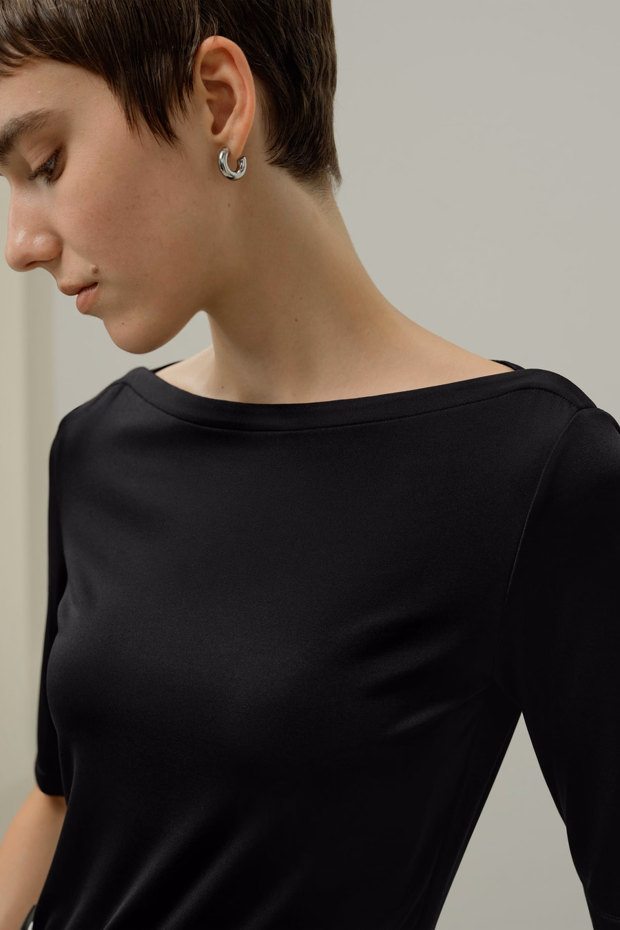 Silk Breeze Jersey Stretch Boatneck Top