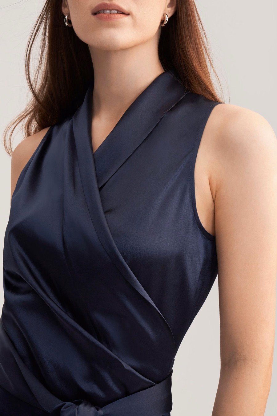 Women Elegant Silk Wrap Blouse