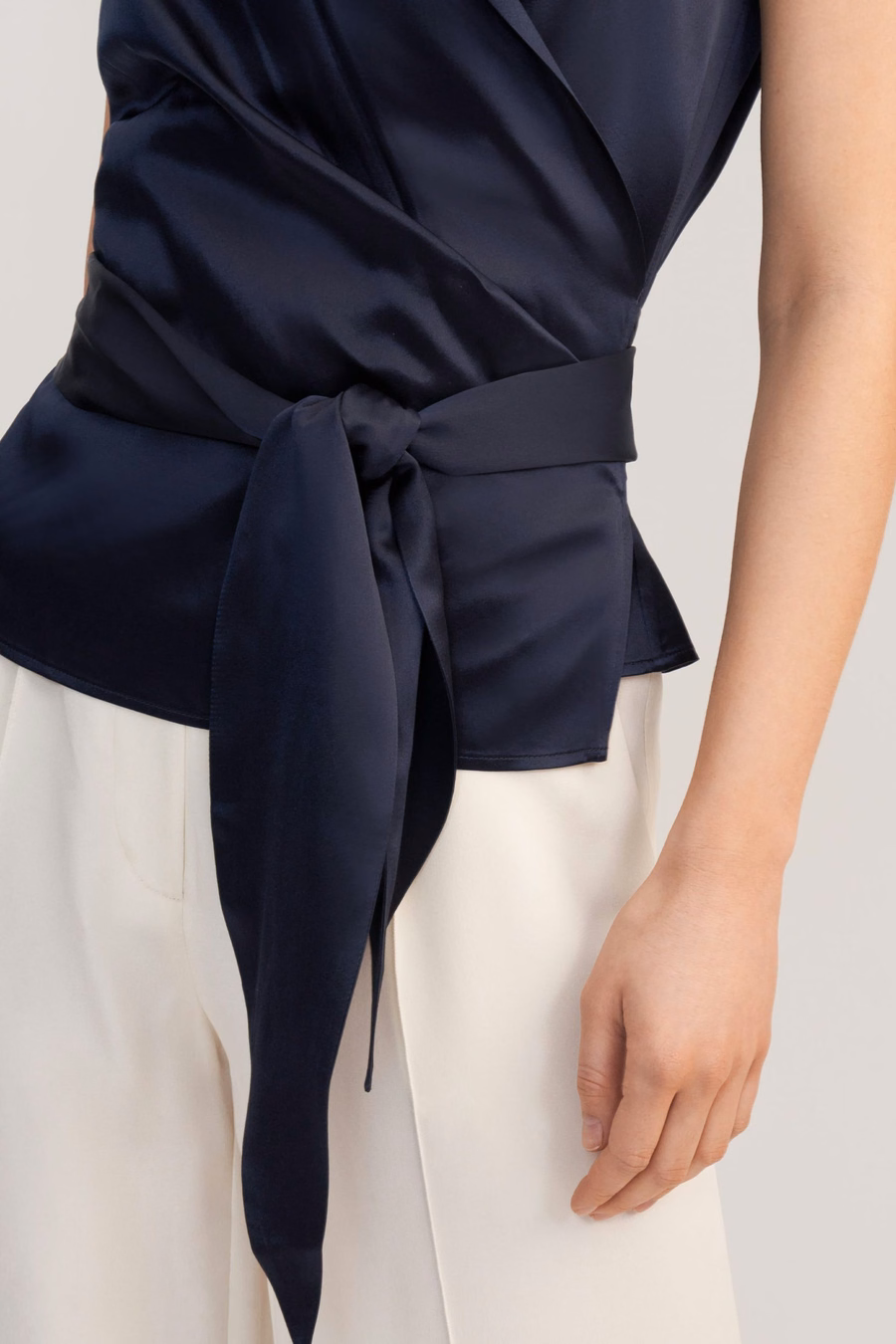 Women Elegant Silk Wrap Blouse