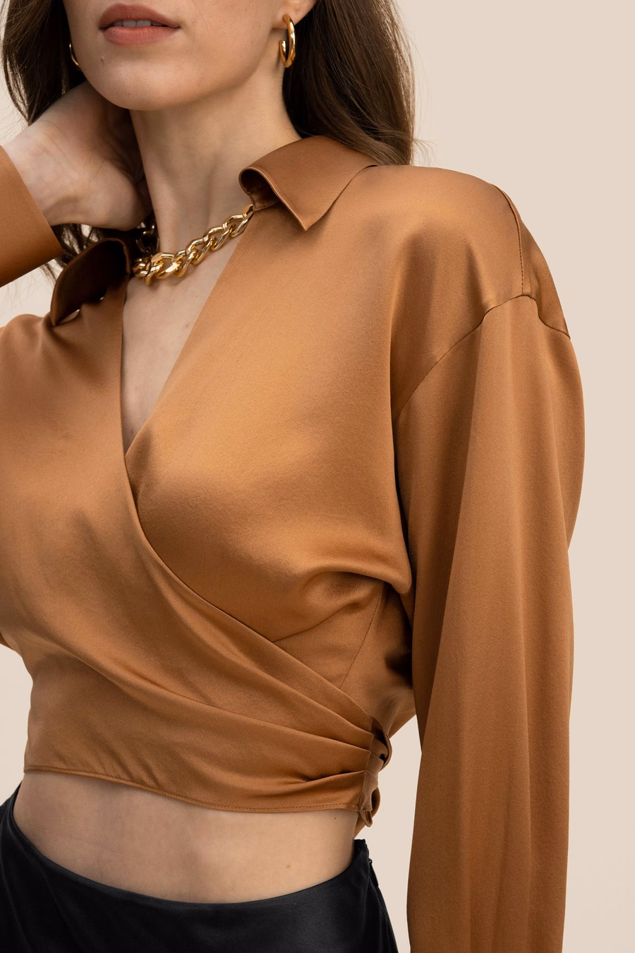 Wrapover Cropped Shirt