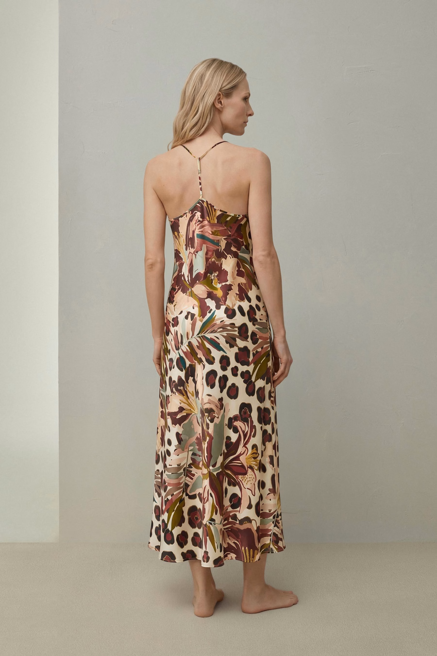Minimalist Silk Print Maxi Nightdress