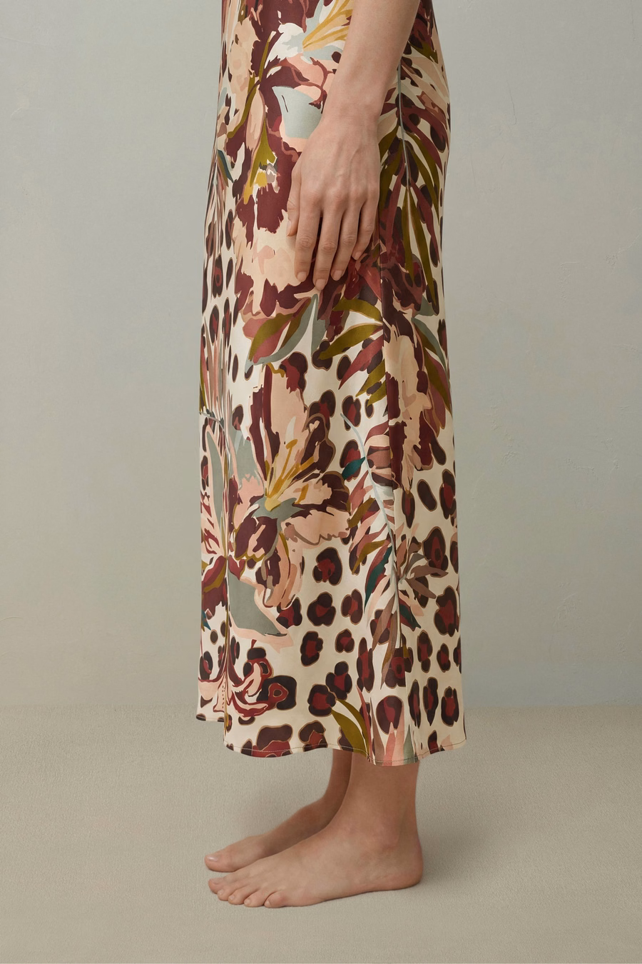 Minimalist Silk Print Maxi Nightdress